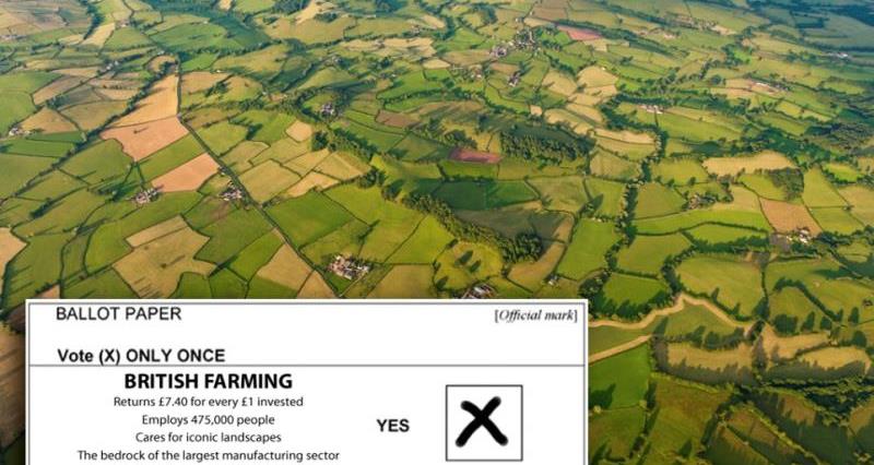 ballot paper on british countryside, aerial view, general election 2017_43527