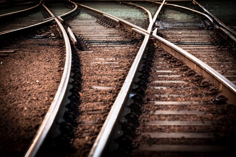 Train tracks criss-crossing at a junction