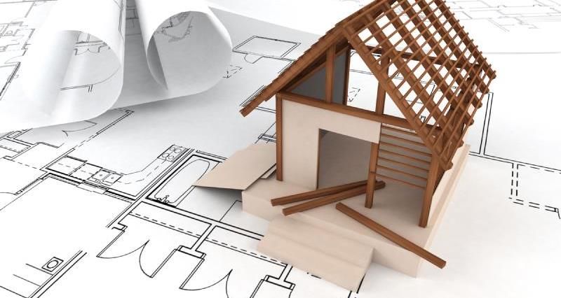 Model building design on planning blueprints_15619