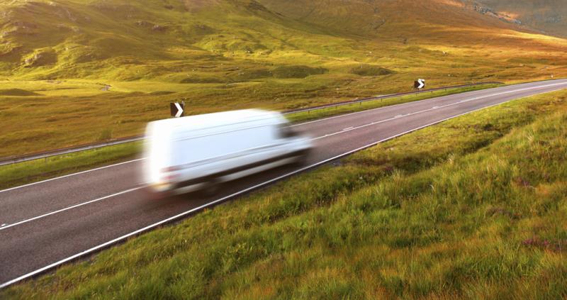 speeding van in countryside, transport, road, delivery, blur, motoring_36373
