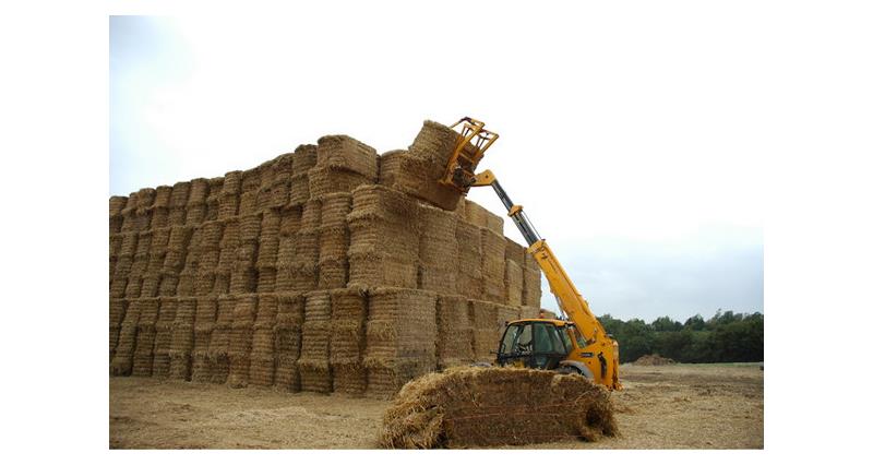 Straw stack and telehandler, bales_17092