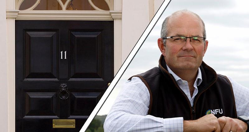 Composite image with No.11 Downing Street door and Tom Bradshaw