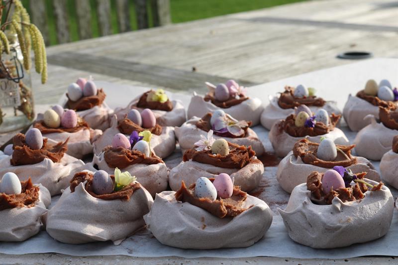 Chocolate Meringue Nests With Milk Chocolate Salted Caramel Ganache