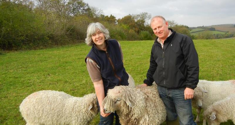 Phil and Ruth Jarvis with their Leicester Longwool sheep_26649