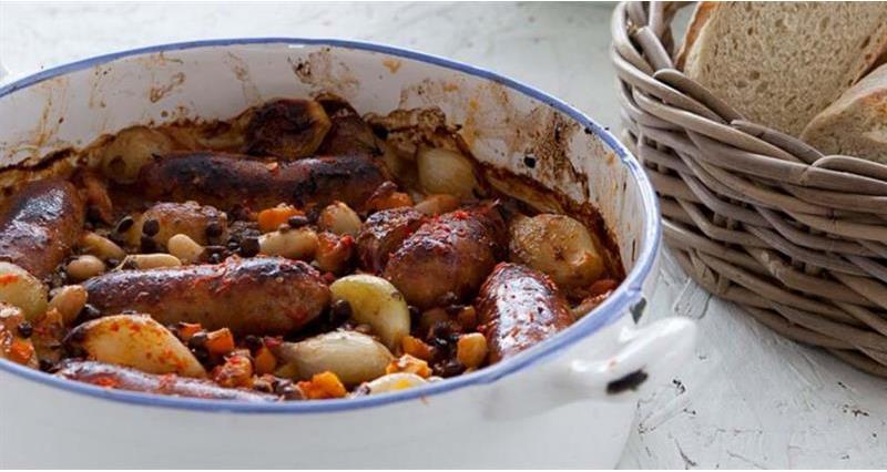 Chilli sausage casserole with beans