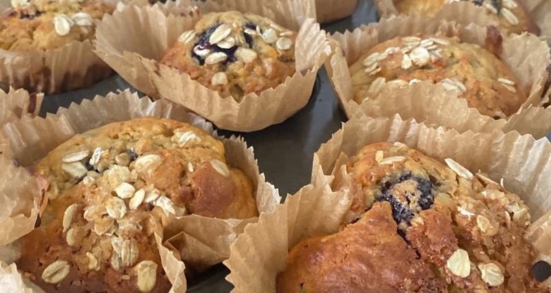Squash, oat, blackberry and apple muffins